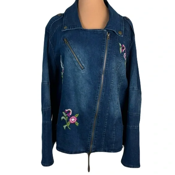 Colleen Lopez embroidered cropped denim jacket - Picture 2 of 7